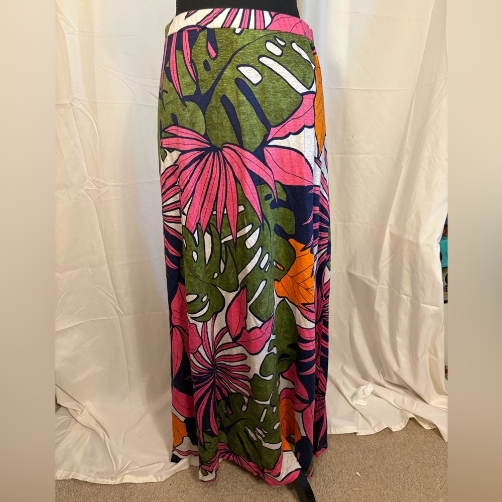 Tommy Bahama Pink and Green Floral Maxi Skirt Size Small